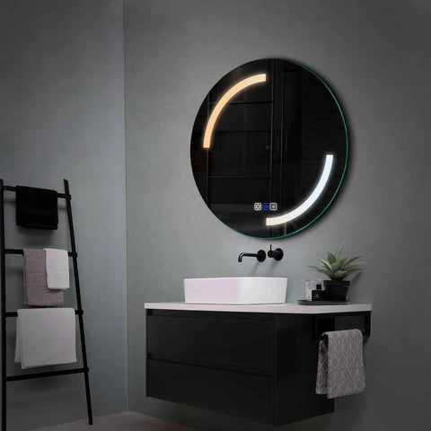 Miroir LED Rond | boutons tactiles | Fonction Anti-Buée | Température de couleur réglable - Reyze Série Salono Modèle 3