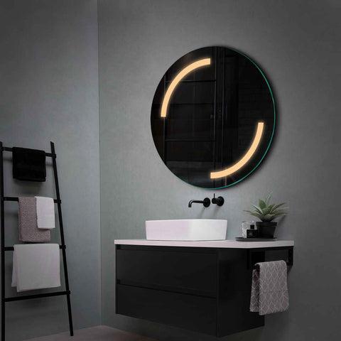 Miroir LED Rond | Sans Boutons Tactiles | Lumière Blanche Chaude - Reyze Série Salono Modèle 3
