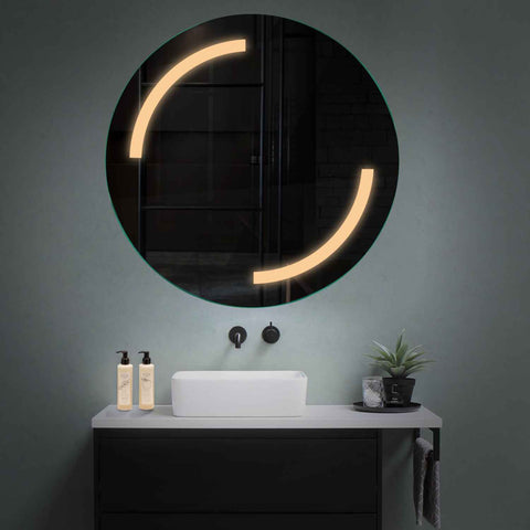Miroir LED Rond | Sans Boutons Tactiles | Lumière Blanche Chaude - Reyze Série Salono Modèle 3