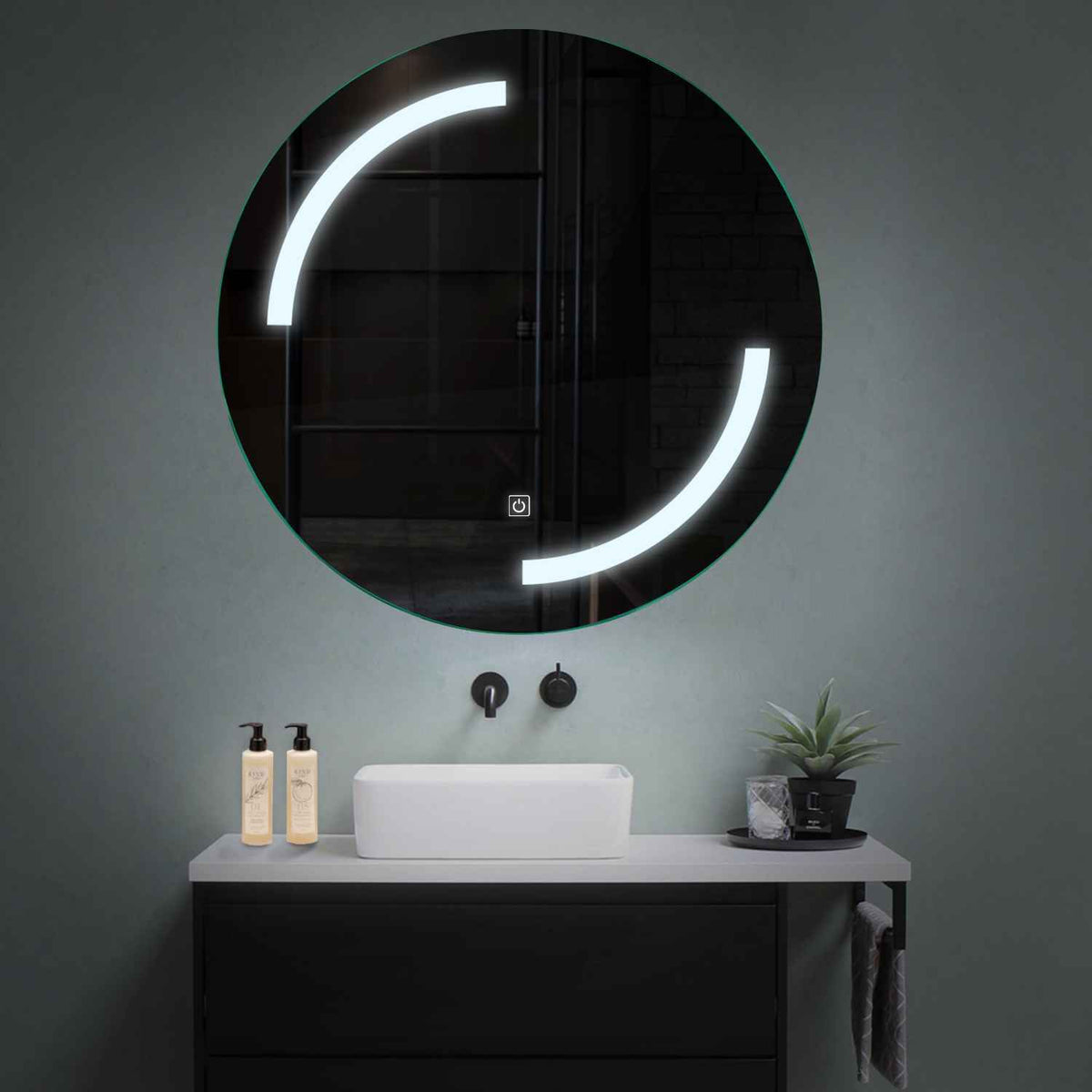 Miroir LED Rond | Bouton Tactile | Lumière blanche froide - Reyze Série Salono Modèle 3