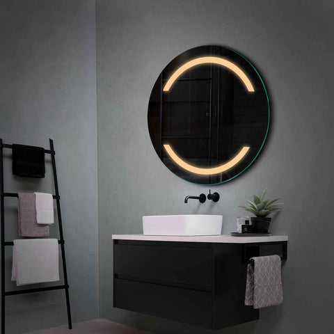Miroir LED Rond | Sans Boutons Tactiles | Lumière Blanche Chaude - Reyze Série Salono Modèle 4