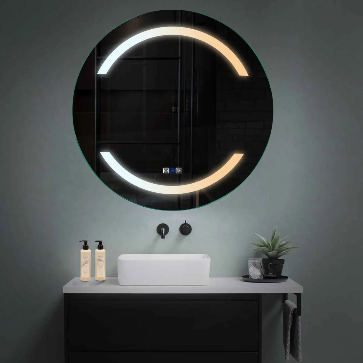 Miroir LED Rond | boutons tactiles | Fonction Anti-Buée | Température de couleur réglable - Reyze Série Salono Modèle 4