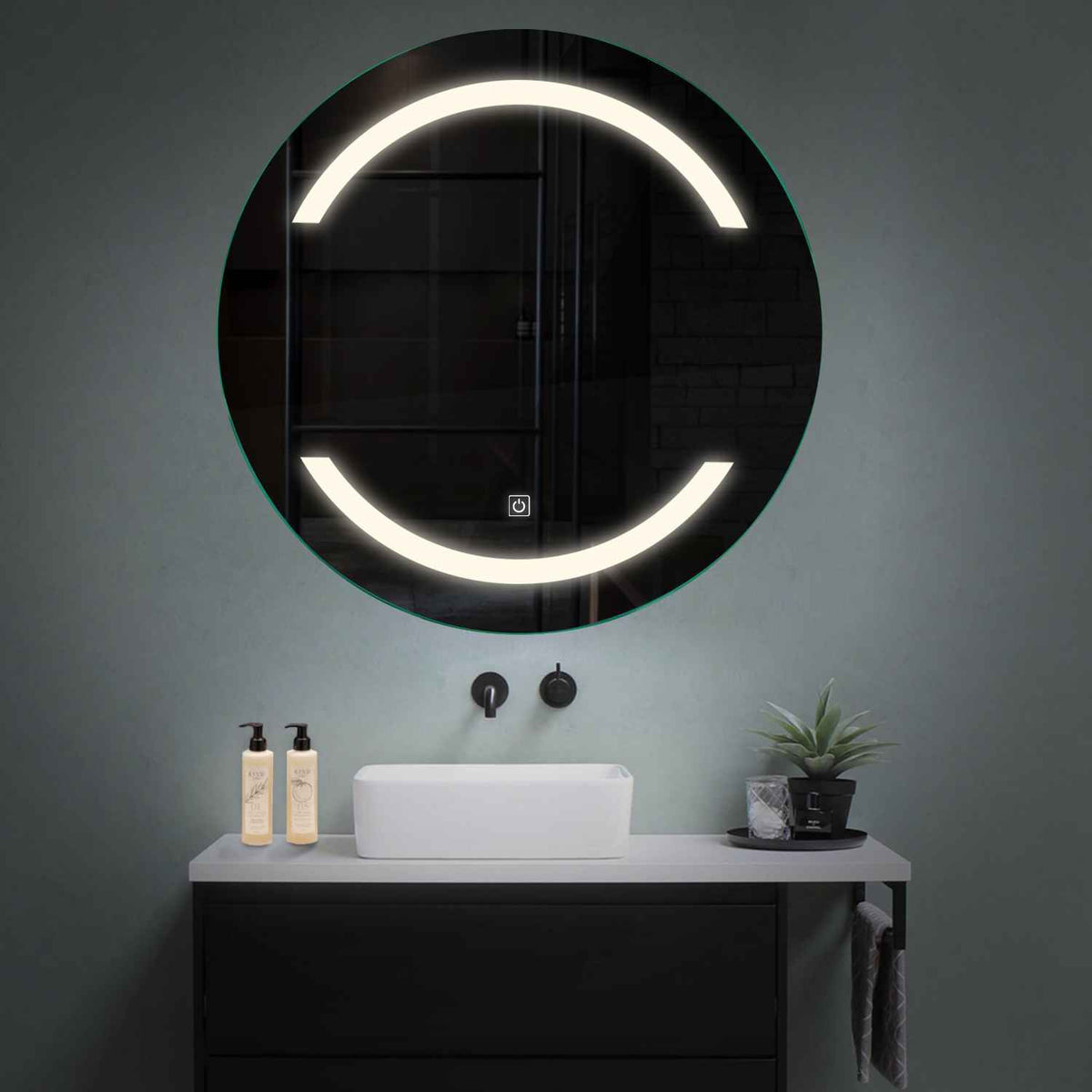 Miroir LED Rond | Bouton Tactile | Lumière blanche neutre - Reyze Série Salono Modèle 4