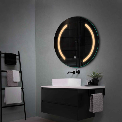 Miroir LED Rond | Bouton Tactile | Lumière Blanche Chaude - Reyze Série Salono Modèle 5