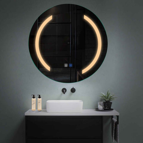 Miroir LED Rond | boutons tactiles | Fonction Anti-Buée | Lumière Blanche Chaude - Reyze Série Salono Modèle 5