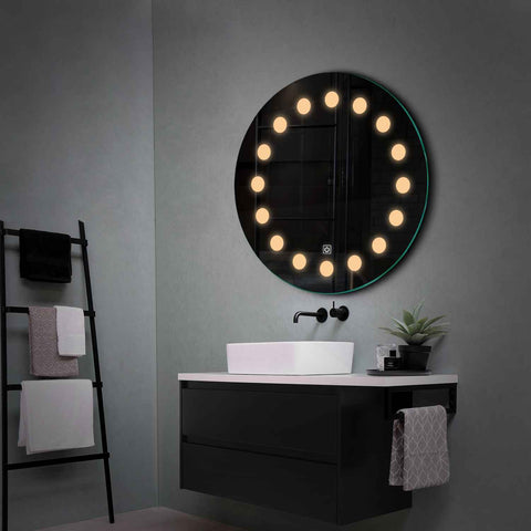 Miroir LED Rond | Bouton Tactile | Lumière Blanche Chaude - Reyze Série Salono Modèle 6