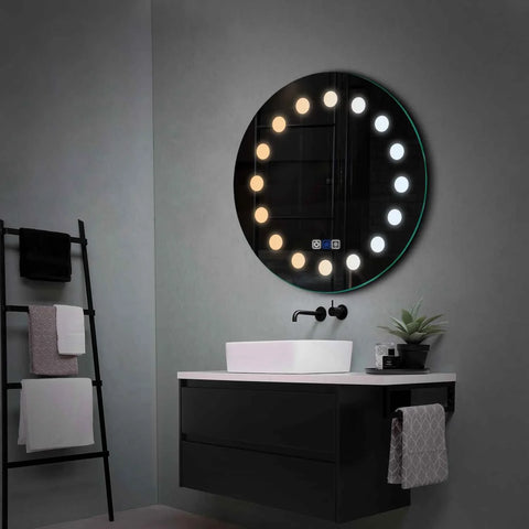 Miroir LED Rond | boutons tactiles | Fonction Anti-Buée | Température de couleur réglable - Reyze Série Salono Modèle 6