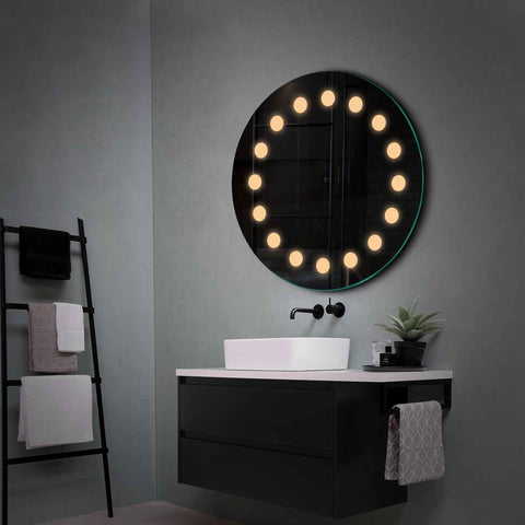 Miroir LED Rond | Sans Boutons Tactiles | Lumière Blanche Chaude - Reyze Série Salono Modèle 6