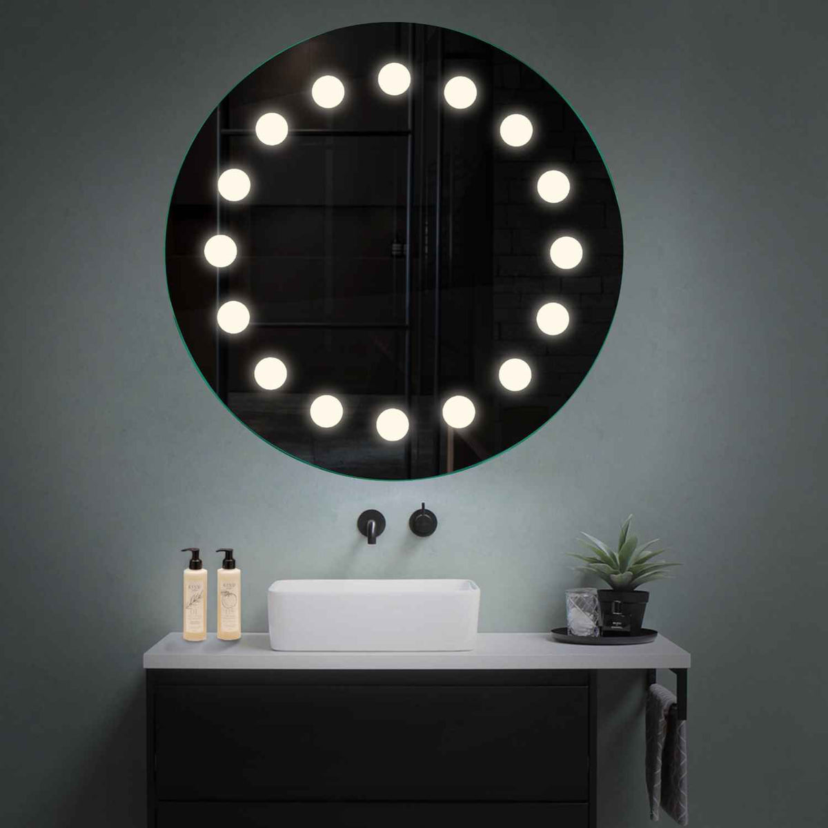 Miroir LED Rond | Sans Boutons Tactiles | Lumière blanche neutre - Reyze Série Salono Modèle 6