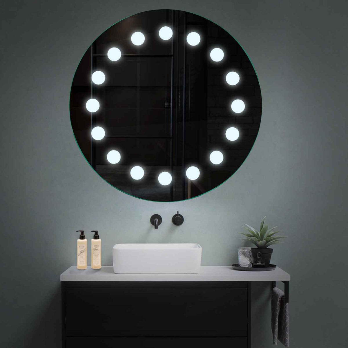 Miroir LED Rond | Sans Boutons Tactiles | Lumière blanche froide - Reyze Série Salono Modèle 6