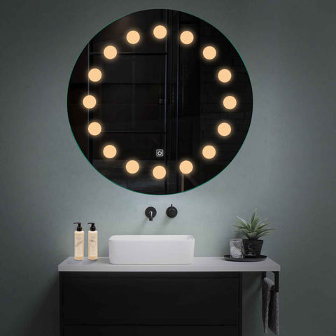 Miroir LED Rond | Bouton Tactile | Lumière Blanche Chaude - Reyze Série Salono Modèle 6