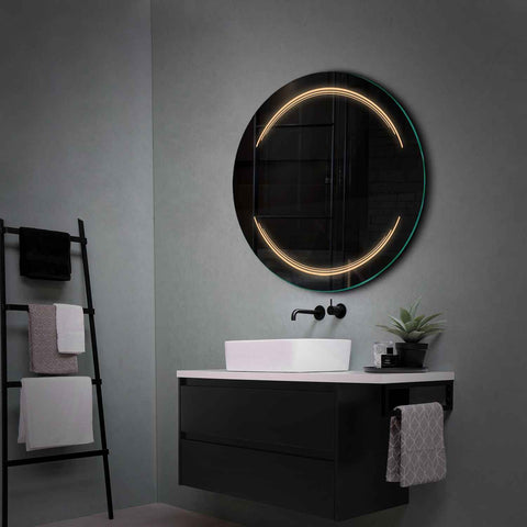 Miroir LED Rond | Sans Boutons Tactiles | Lumière Blanche Chaude - Reyze Série Salono Modèle 7