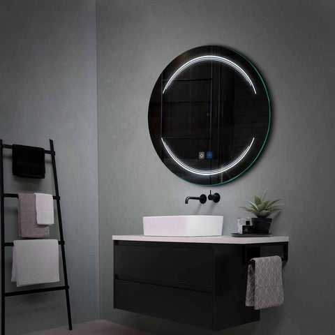 Miroir LED Rond | boutons tactiles | Fonction Anti-Buée | Lumière blanche froide - Reyze Série Salono Modèle 7