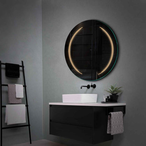 Miroir LED Rond | Sans Boutons Tactiles | Lumière Blanche Chaude - Reyze Série Salono Modèle 8