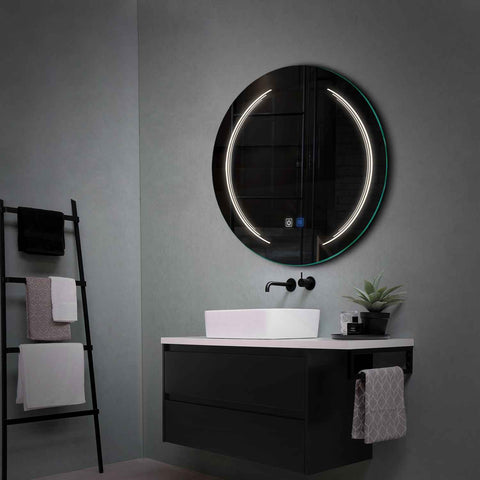 Miroir LED Rond | boutons tactiles | Fonction Anti-Buée | Lumière blanche neutre - Reyze Série Salono Modèle 8