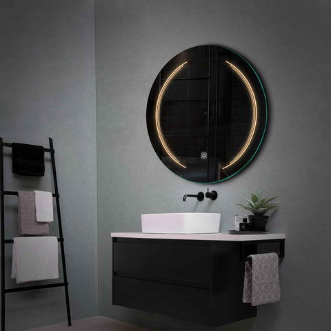 Miroir LED Rond | Bouton Tactile | Lumière Blanche Chaude - Reyze Série Salono Modèle 8