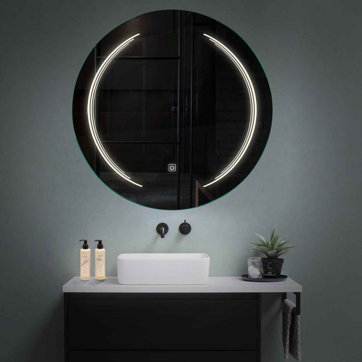 Miroir LED Rond | Bouton Tactile | Lumière blanche neutre - Reyze Série Salono Modèle 8