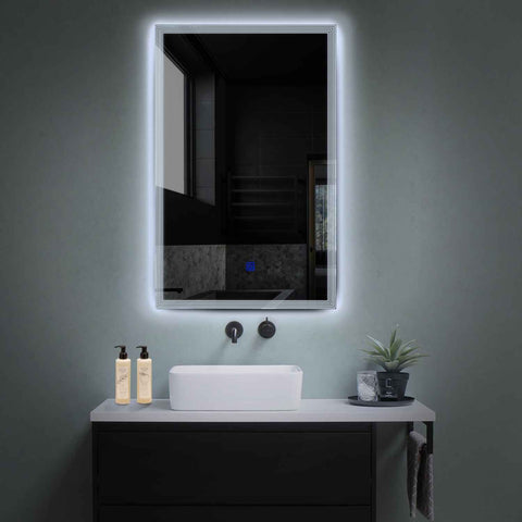 Miroir LED Vertical | Bouton Tactile | Lumière blanche froide - Reyze Série Edge Modèle 1