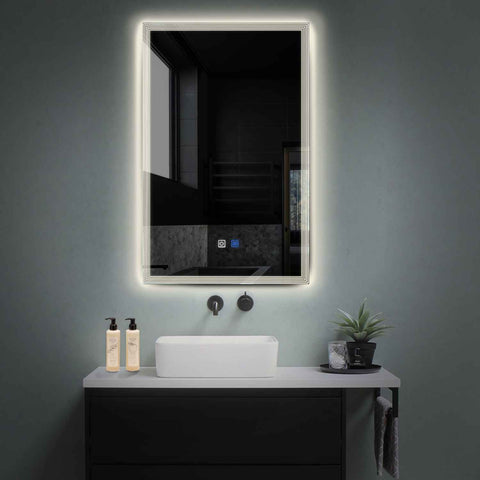 Miroir LED Vertical | boutons tactiles | Fonction Anti-Buée | Lumière blanche neutre - Reyze Série Edge Modèle 1