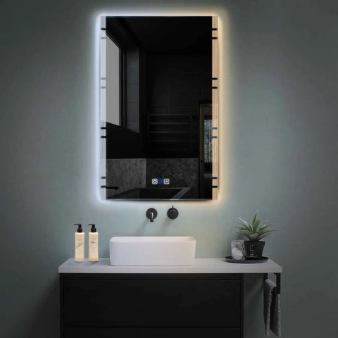 Miroir LED Vertical | boutons tactiles | Fonction Anti-Buée | Température de couleur réglable - Reyze Série Edge Modèle 3