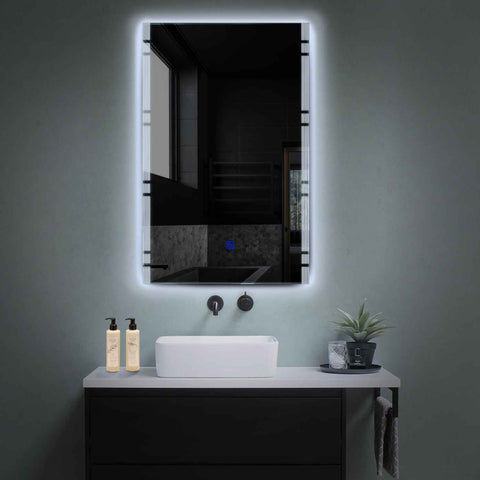 Miroir LED Vertical | Bouton Tactile | Lumière blanche froide - Reyze Série Edge Modèle 3