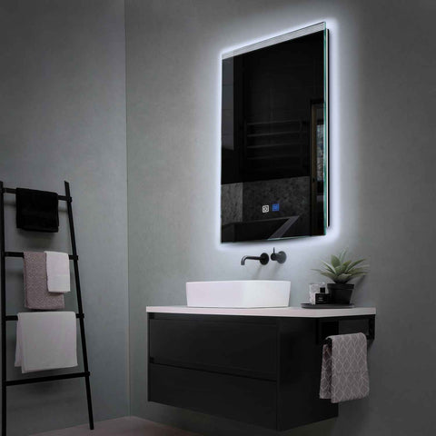 Miroir LED Vertical | boutons tactiles | Fonction Anti-Buée | Lumière blanche froide - Reyze Série Edge Modèle 5
