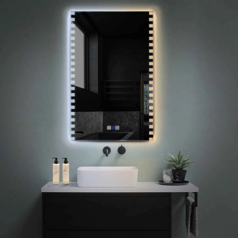 Miroir LED Vertical | boutons tactiles | Fonction Anti-Buée | Température de couleur réglable - Reyze Série Edge Modèle 6