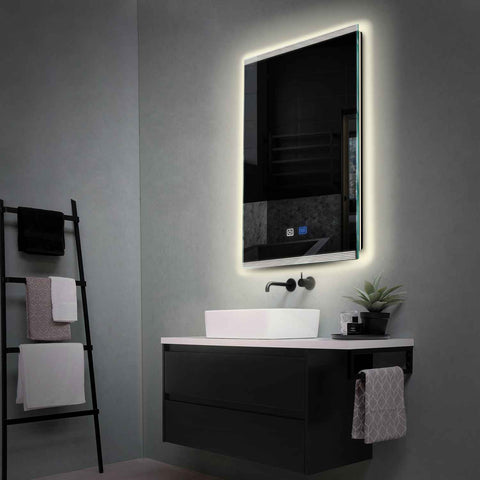 Miroir LED Vertical | boutons tactiles | Fonction Anti-Buée | Lumière blanche neutre - Reyze Série Edge Modèle 8