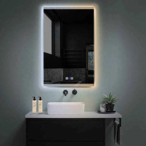 Miroir LED Vertical | boutons tactiles | Fonction Anti-Buée | Température de couleur réglable - Reyze Série Edge Modèle 8