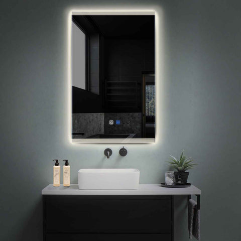 Miroir LED Vertical | boutons tactiles | Fonction Anti-Buée | Lumière blanche neutre - Reyze Série Edge Modèle 8
