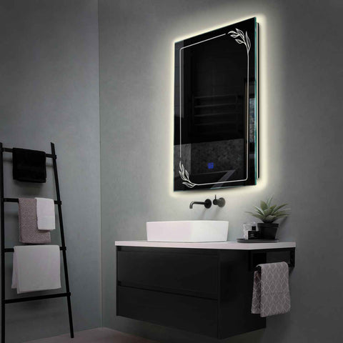 Miroir LED Vertical | Bouton Tactile | Lumière blanche neutre - Reyze Série Good Vibes Modèle 1