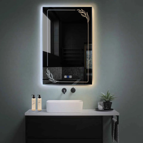 Miroir LED Vertical | boutons tactiles | Fonction Anti-Buée | Température de couleur réglable - Reyze Série Good Vibes Modèle 1