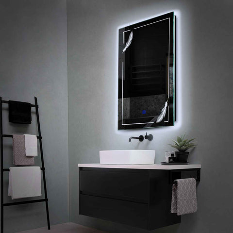 Miroir LED Vertical | Bouton Tactile | Lumière blanche froide - Reyze Série Good Vibes Modèle 2