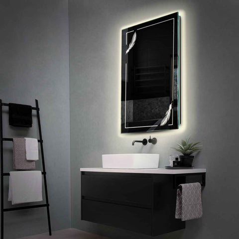 Miroir LED Vertical | Sans Boutons Tactiles | Lumière blanche neutre - Reyze Série Good Vibes Modèle 2