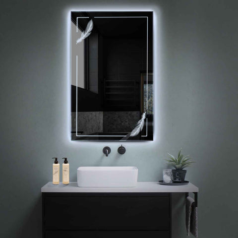 Miroir LED Vertical | Sans Boutons Tactiles | Lumière blanche froide - Reyze Série Good Vibes Modèle 2