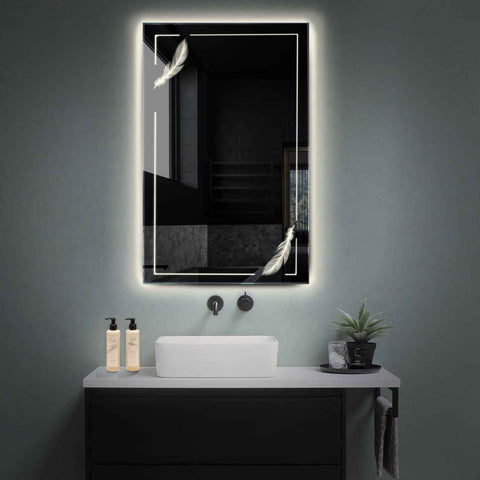 Miroir LED Vertical | Sans Boutons Tactiles | Lumière blanche neutre - Reyze Série Good Vibes Modèle 2