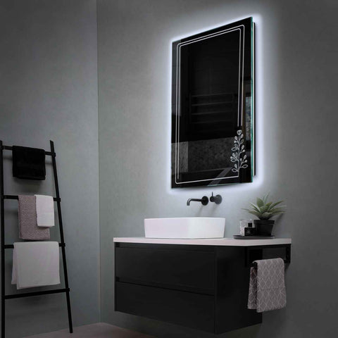 Miroir LED Vertical | Sans Boutons Tactiles | Lumière blanche froide - Reyze Série Good Vibes Modèle 3