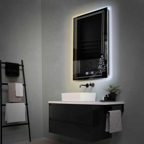 Miroir LED Vertical | boutons tactiles | Fonction Anti-Buée | Température de couleur réglable - Reyze Série Good Vibes Modèle 3