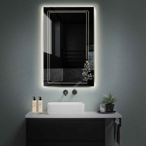 Miroir LED Vertical | Sans Boutons Tactiles | Lumière blanche neutre - Reyze Série Good Vibes Modèle 3