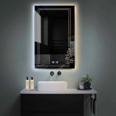 Miroir LED Vertical | boutons tactiles | Fonction Anti-Buée | Température de couleur réglable - Reyze Série Good Vibes Modèle 3