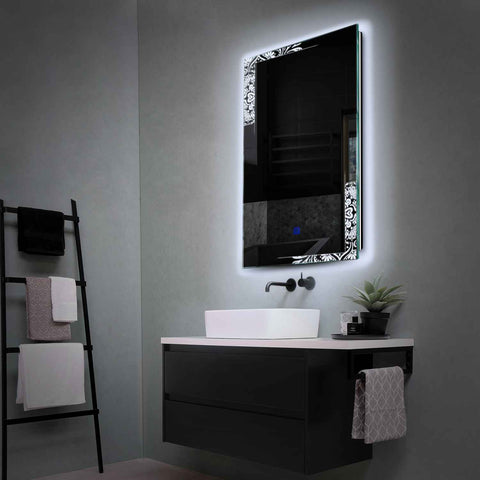 Miroir LED Vertical | Bouton Tactile | Lumière blanche froide - Reyze Série Good Vibes Modèle 4