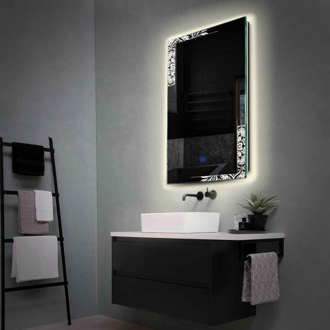 Miroir LED Vertical | Bouton Tactile | Lumière blanche neutre - Reyze Série Good Vibes Modèle 4