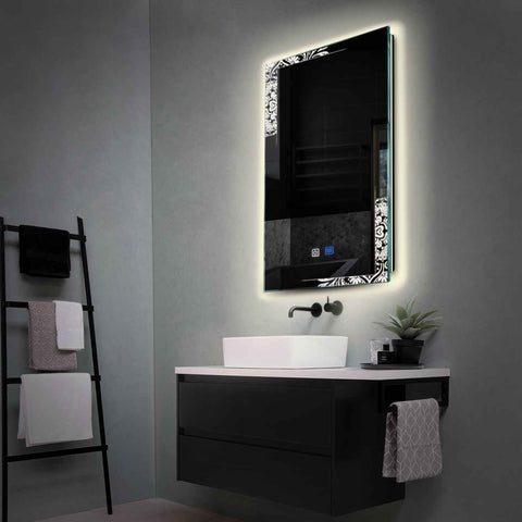 Miroir LED Vertical | boutons tactiles | Fonction Anti-Buée | Lumière blanche neutre - Reyze Série Good Vibes Modèle 4