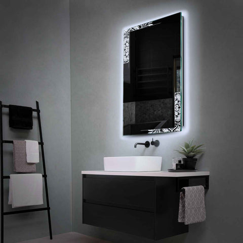 Miroir LED Vertical | Sans Boutons Tactiles | Lumière blanche froide - Reyze Série Good Vibes Modèle 4