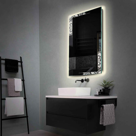 Miroir LED Vertical | Sans Boutons Tactiles | Lumière blanche neutre - Reyze Série Good Vibes Modèle 4