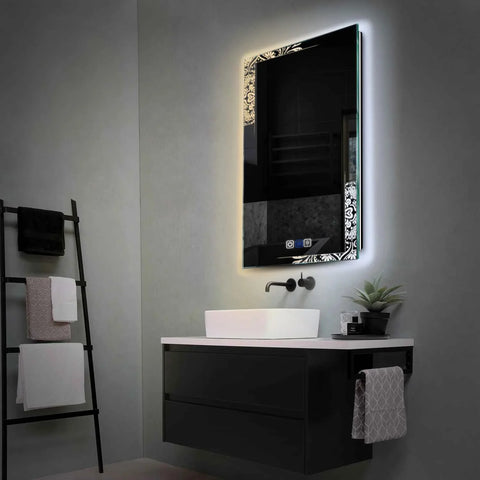 Miroir LED Vertical | boutons tactiles | Fonction Anti-Buée | Température de couleur réglable - Reyze Série Good Vibes Modèle 4