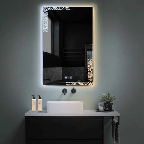 Miroir LED Vertical | boutons tactiles | Fonction Anti-Buée | Température de couleur réglable - Reyze Série Good Vibes Modèle 4