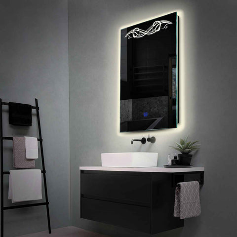 Miroir LED Vertical | Bouton Tactile | Lumière blanche neutre - Reyze Série Good Vibes Modèle 6