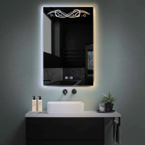 Miroir LED Vertical | boutons tactiles | Fonction Anti-Buée | Température de couleur réglable - Reyze Série Good Vibes Modèle 6