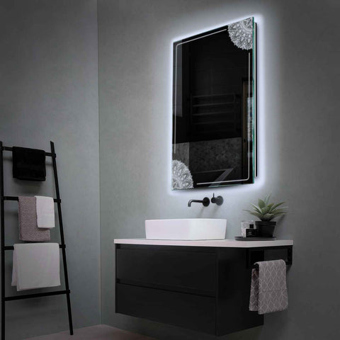 Miroir LED Vertical | Sans Boutons Tactiles | Lumière blanche froide - Reyze Série Good Vibes Modèle 7